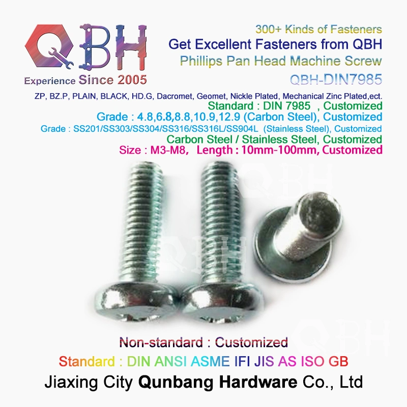 Qbh Customized Cross Phillips Pan Head Custom Made Machine Machinery Machining Screw OEM ODM Spare Repairing Replace Replacement Maintaining Components